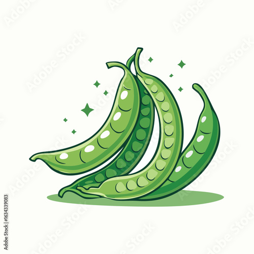 Whimsical Vector Illustration of Fresh Green Peas in Pods, a Nutritious Delight