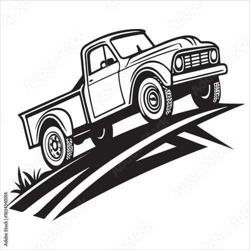 Vintage cartoon truck vector illustration isolated classic vehicle transport design