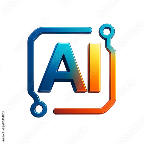 Minimalist style Artificial Intelligence Logo, AI logo Icon, AI Logo Letter, AI Logo Letter isolated on transparent background