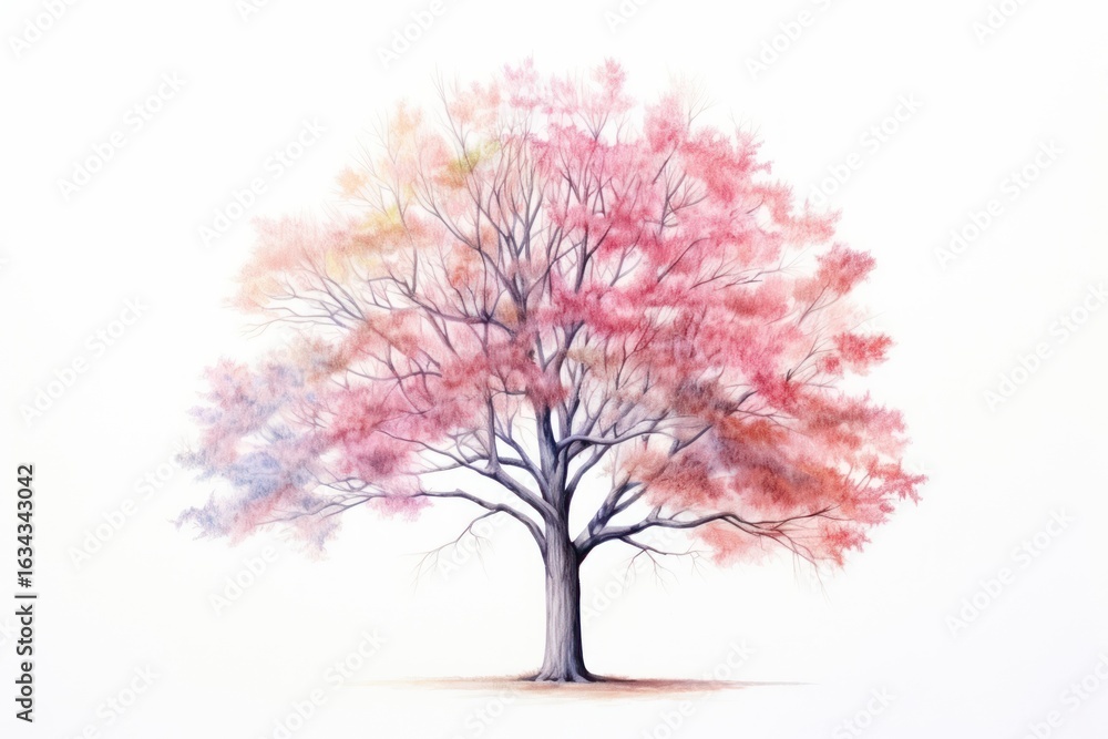 Fototapeta premium Paim tree drawing plant white background.