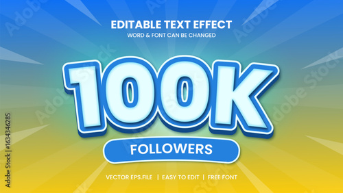 100k followers text effect design