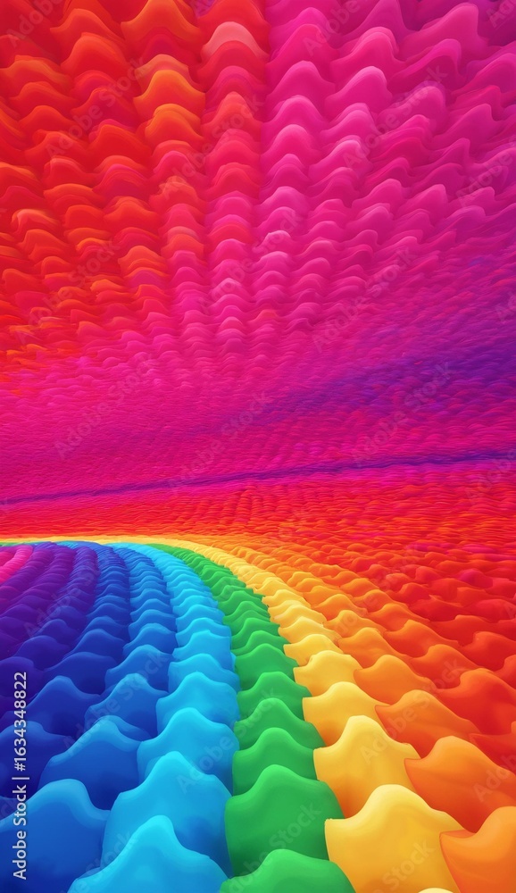 Obraz premium Vibrant Rainbow Textured Tunnel with Wavy Patterns