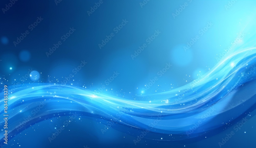 Obraz premium Dynamic Blue Wave with Glittering Effects