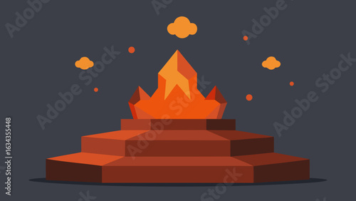 Lava Crystal Podium with Smoke and Sparks