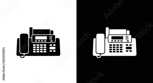 Black and white illustration of a landline telephone on contrasting backgrounds
