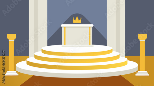 White and Gold Podium in Luxury Palace Interior