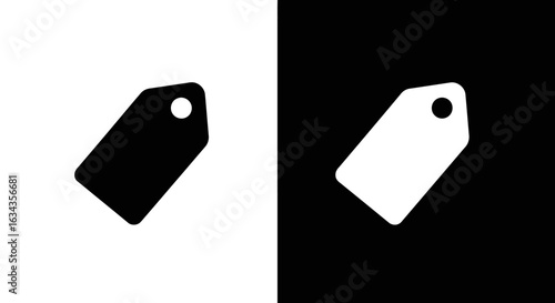 Black and white tag icons on contrasting backgrounds