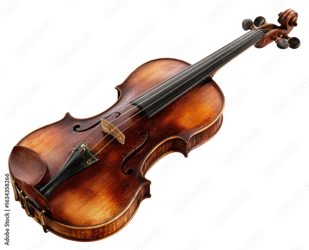 Fototapeta premium Violin, rich amber hue, angled view