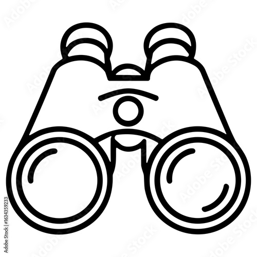 Minimalist Lineart Binoculars Optical Instrument for Exploration and Observation Icon