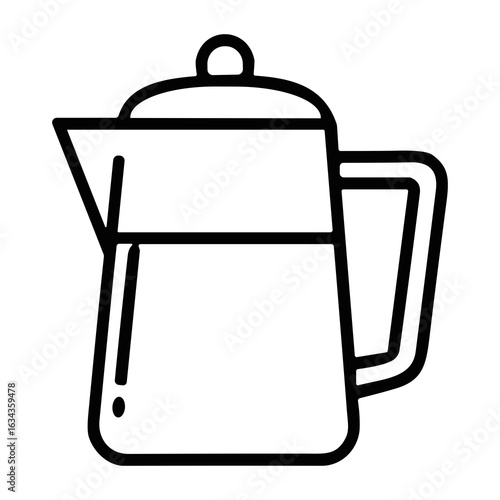 Minimalist Outline Moka Pot Coffee Brewer Kitchenware Line Art Icon
