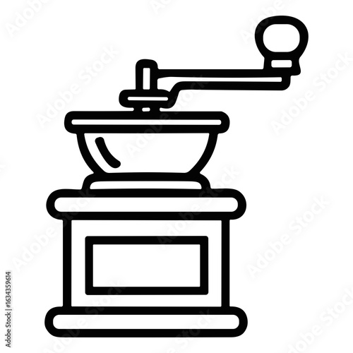 Simple Outline Drawing Coffee Grinder Machine Kitchen Utensil Illustration