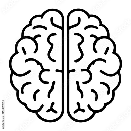 Minimalist Outline Brain Anatomy Medical Scientific Human Organ Icon
