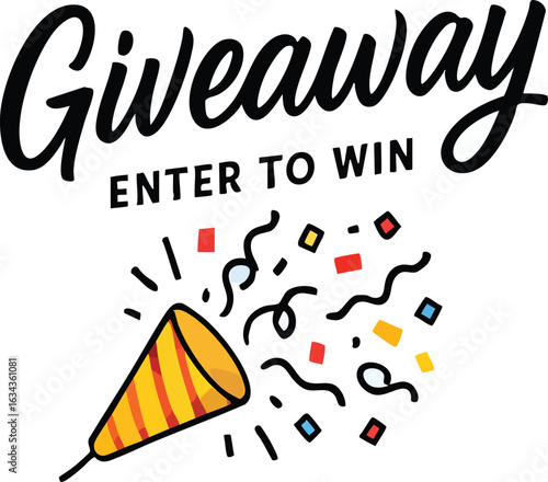 Join the Excitement Enter to Win Big in Our Amazing Giveaway with a party popper and festive