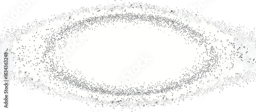 Abstract circular pattern of scattered dots and lines