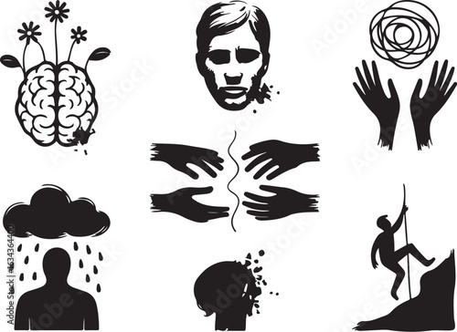 Mental health struggles and overcoming challenges symbolized visually