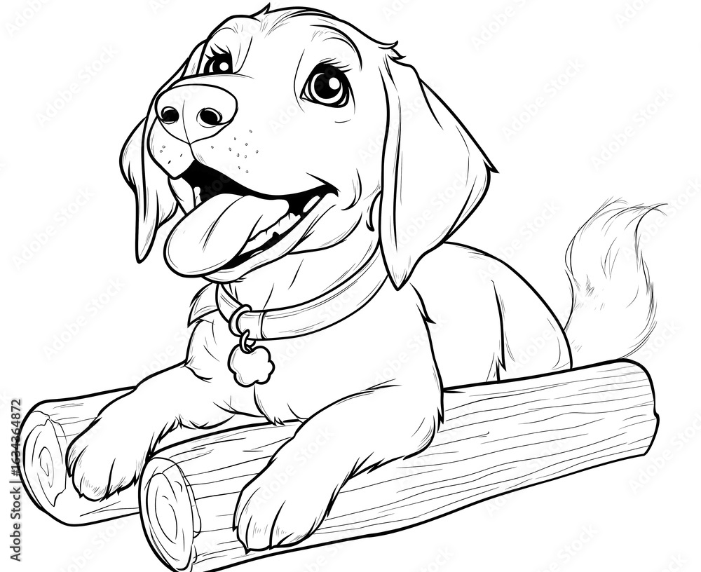 Fototapeta premium Coloring for children and adults, coloring of the animal world, dog.