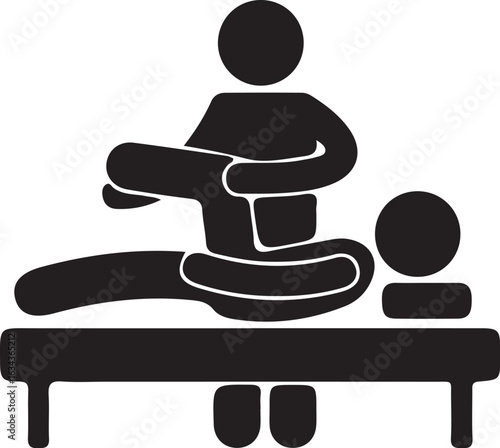Vector art of physical therapist is giving a massage to a patient isolated on white background