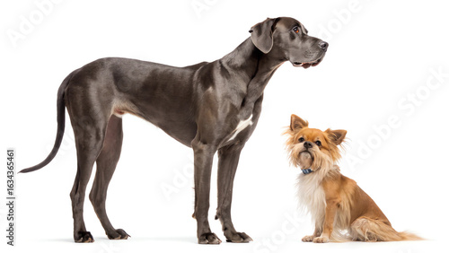 two dogs on white background