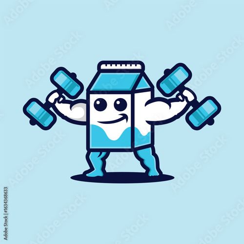 strong and muscular milk mascot