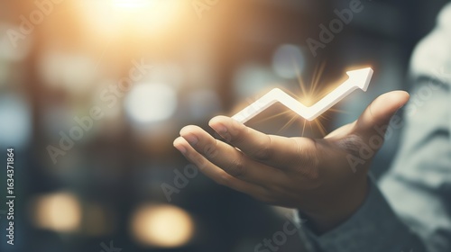 Corporate Growth Visualization: Businessman with Success Arrow Chart