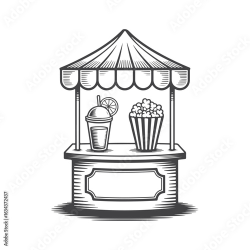 black and white food stand with popcorn clip art preview