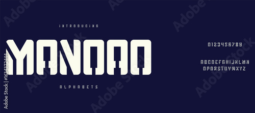 Manoao Minimal modern urban fonts for logo, brand etc. Typography typeface uppercase lowercase and number. vector illustration