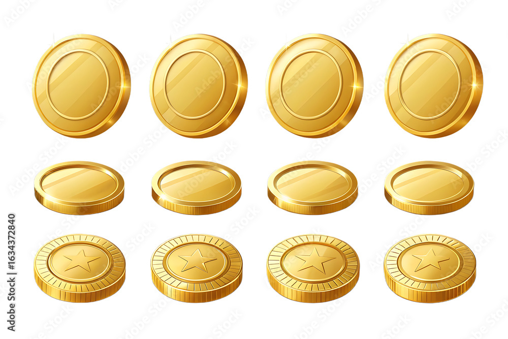 Golden Coins Stacked in Rows for Game Design Asset and Cryptocurrency Investments Depicting Wealth and Success Golden Coins Stacked in Rows for Game Design Asset and Cryptocurrency Investments Depicting Wealth and Success