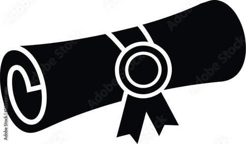 black diploma scroll with ribbon seal clip art preview