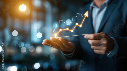 Business Goal Success: Executive with Upward Arrow Visualization