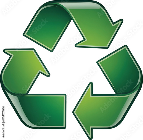 A 3D green recycling symbol.