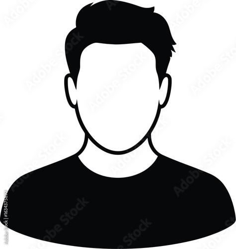 Simple black silhouette of a man s head and shoulders against a white background