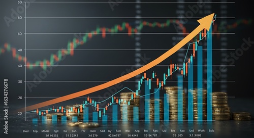 Fotografía Finance chart showed a significant increase in stock market profits, driven by h
