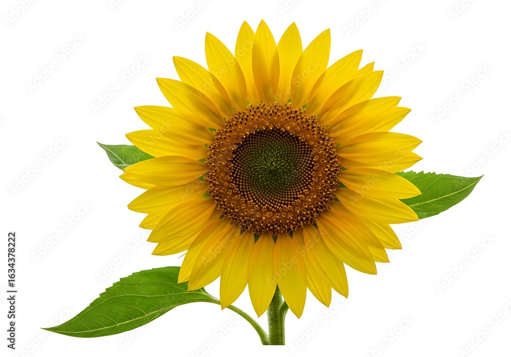 Obraz premium Golden Sunflower: Vibrant Bloom on White