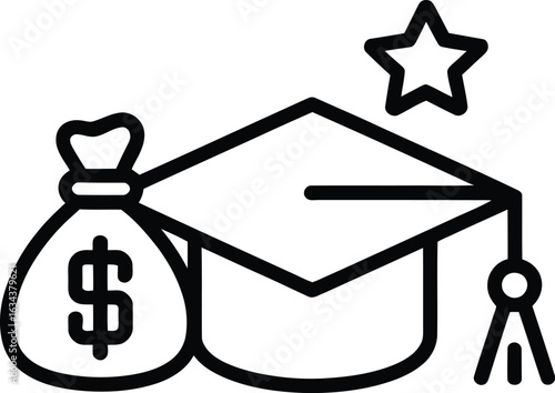 Financial aid and scholarship icon representing education and monetary support