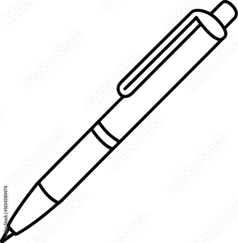 Simple black and white line drawing of a classic ballpoint pen