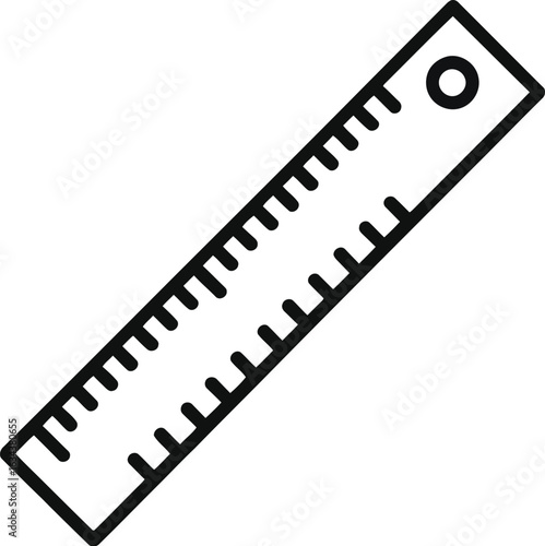 Simple line art illustration of a metal ruler with inch and centimeter markings