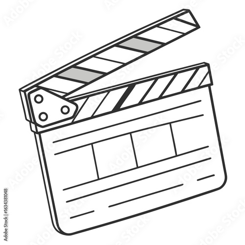 Film clapperboard isolated on white background, a tool for movie production
