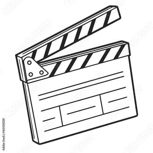 Clapperboard isolated on white background used in film production and video making