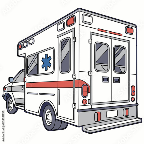 White And Red Emergency Ambulance Illustration