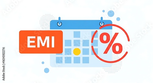 Equated monthly installment emi payment plan with interest rate symbol and calendar, representing financial planning and loan repayment