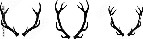 Deer Antlers and Horns Silhouette Vector Set