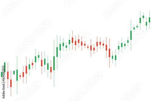 Trading chart uptrend with candlesticks on white background vector Illustration
