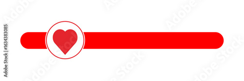Progress bar of lovesatisfaction. Passion measuring indicator. Heart symbol. Love UI element for web isolated flat vector illustration eps 10.