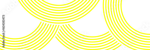 Doodle banner with yellow ramen pattern on white background. Wave abstract pattern. Pasta background, spaghetti abstract geometric pattern.