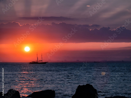 Photography sunset over the sea at istanbul