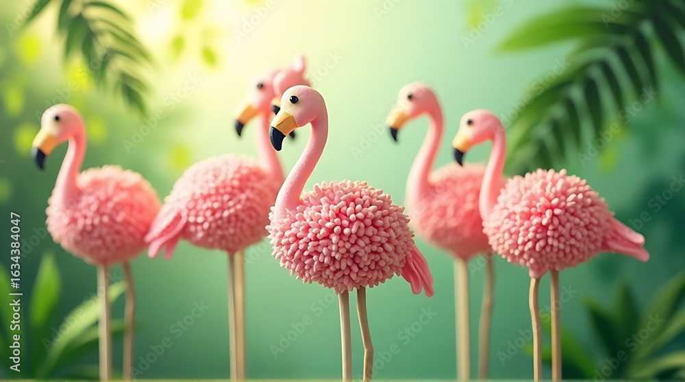 Obraz premium pink flamingo tropical treats summer fun