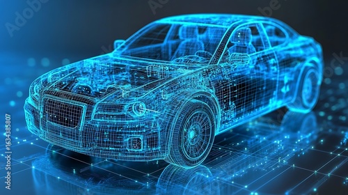 Digital representation of a car's internal structure.