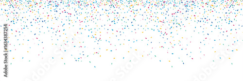 Colorful confetti isolated on white background border frame repeat pattern. Great for a birthday party or an event celebration invitation or decor. Surface pattern design