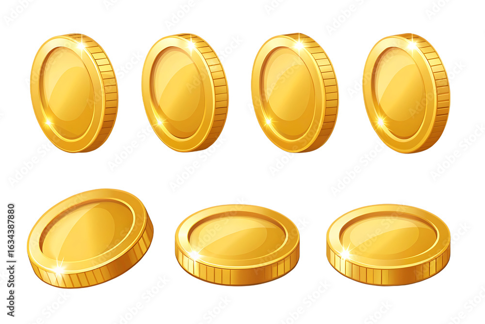 Seven Gold Coins Illustration Representing Wealth Prosperity and Financial Success Isolated on Black Background Seven Gold Coins Illustration Representing Wealth Prosperity and Financial Success Isolated on Black Background