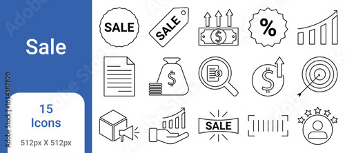 Sale Icon Set – Discount, Offer, Promotion, Price Tag, Shopping, Clearance Icons
